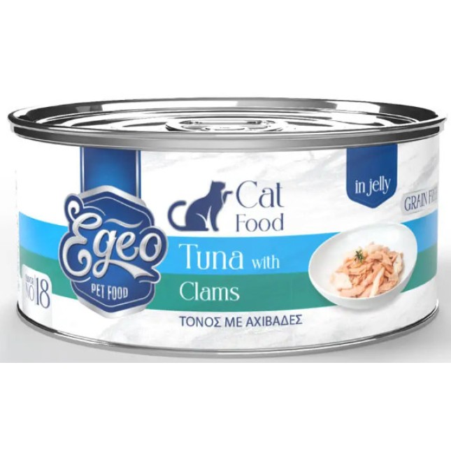Egeo Cat Adult Τόνος με Αχιβάδες σε Ζελέ 85gr Egeo Cat Adult Τόνος με Αχιβάδες σε Ζελέ 85gr