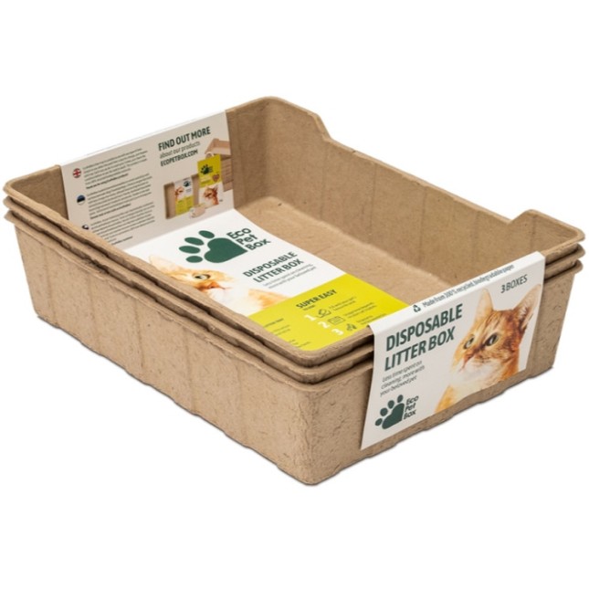 Eco Pet Box βιοδιασπώμενη λεκάνη γάτας μιας χρήσης 46 x 34 x 12cm σετ 3τμχ Eco Pet Box βιοδιασπώμενη λεκάνη γάτας μιας χρήσης 46 x 34 x 12cm σετ 3τμχ