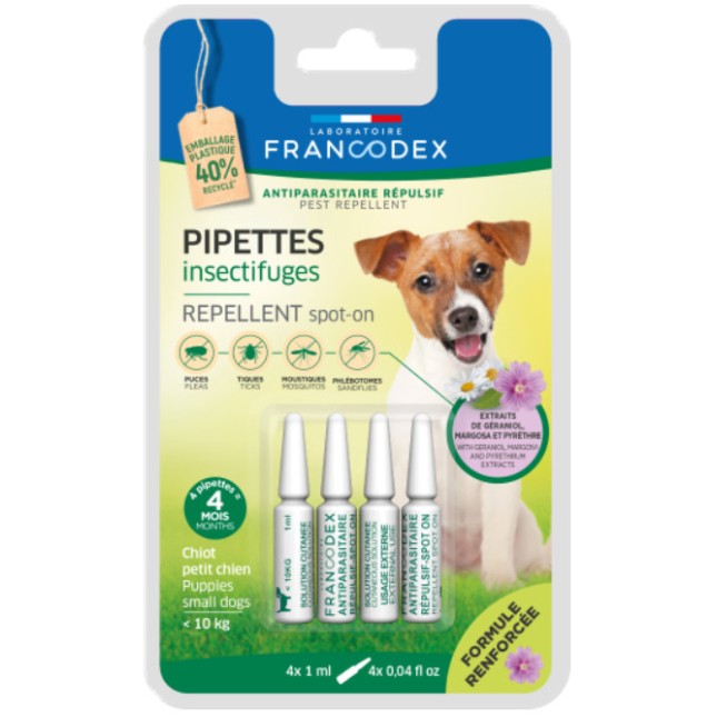 Francodex Απωθητικό Spot-On για κουτάβια και μικρόσωμα σκυλιά από 2 ως 10 κιλά 4x1ml