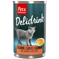 Pets Unlimited Delidrink σούπα ειδικά για γάτες γεμάτη τρυφερά κομμάτια σολομού 135ml