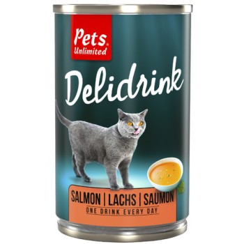 Pets Unlimited Delidrink σούπα ειδικά για γάτες γεμάτη τρυφερά κομμάτια σολομού 135ml