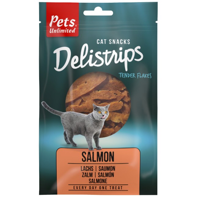 Pets Unlimited Delistrips νόστιμες λουρίδες σολομού 40gr Pets Unlimited Delistrips νόστιμες λουρίδες σολομού 40gr