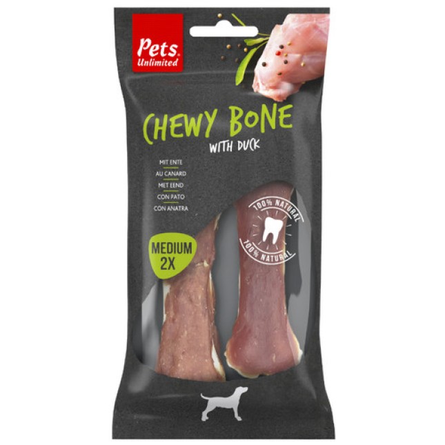 Pets Unlimited Κόκκαλα από δέρμα βοείου κρέατος και επικάλυψη κρέατος πάπιας