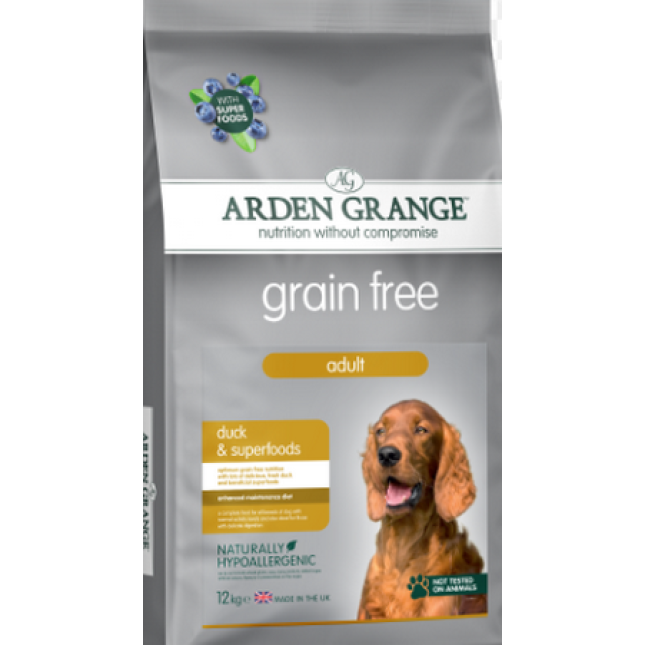 Arden Grange τροφή για ενήλικες σκύλους, χωρίς σιτηρά με πάπια, εκχύλισμα φρούτων & φυτών