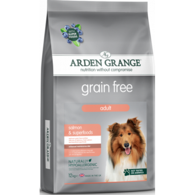 Arden Grange τροφή για ενήλικες σκύλους, χωρίς σιτηρά με σολομό 12kg Arden Grange τροφή για ενήλικες σκύλους, χωρίς σιτηρά με σολομό 12kg