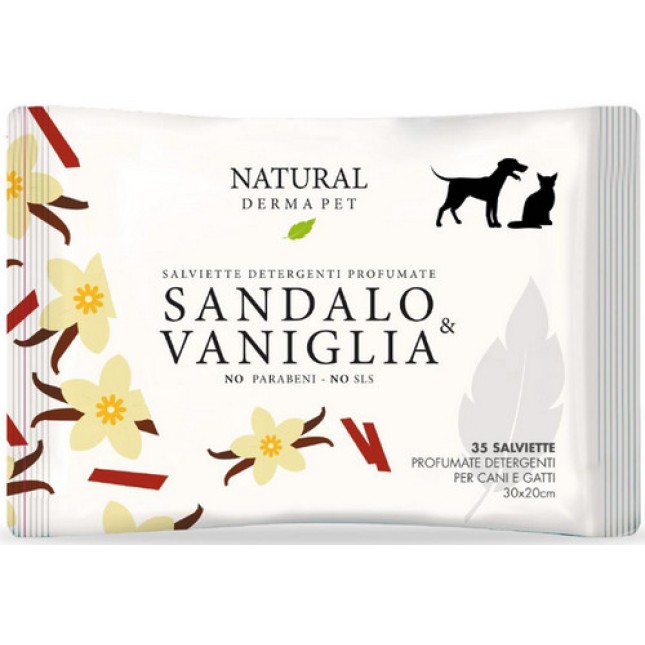 Derbe Natural Derma Pet υγρά μαντηλάκια με sandalwood & vanilla  35τμχ