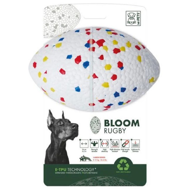 M-pets BLOOM μπάλα Rugby κόκκινη-λευκή 14 x 9 x 7 cm