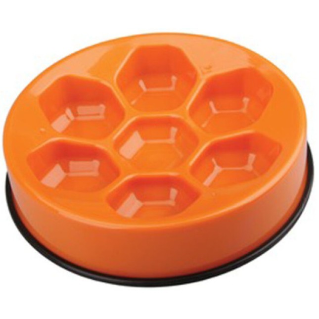 M-pets CAVITY Πορτοκαλί στρογγυλό μπολ αργής τροφής 25 x 25 x 5.8 cm 390 g