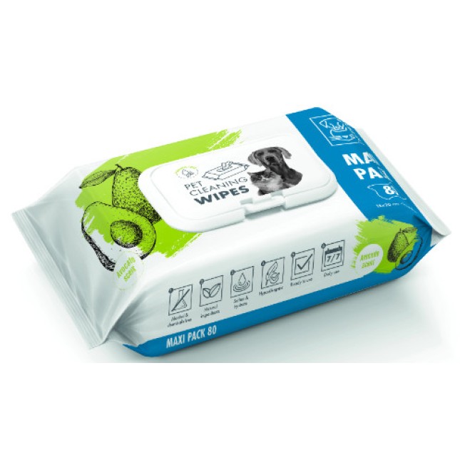 M-pets Μαντήλια καθαρισμού με άρωμα αβοκάντο 20 x 15 cm - 80 τμχ