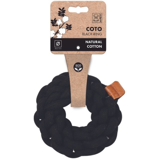 M-pets COTO Δαχτυλίδι από μαύρο βαμβακερό νήμα 13 x 13 x 5 cm M-pets COTO Δαχτυλίδι από μαύρο βαμβακερό νήμα 13 x 13 x 5 cm