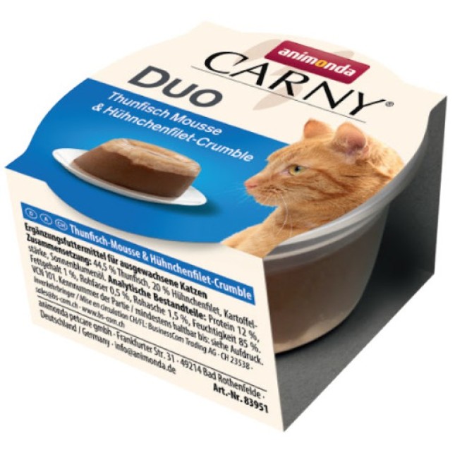Animonda Carny adult duo τόνος μους & κοτόπουλο φιλέτο 70g Animonda Carny adult duo τόνος μους & κοτόπουλο φιλέτο 70g