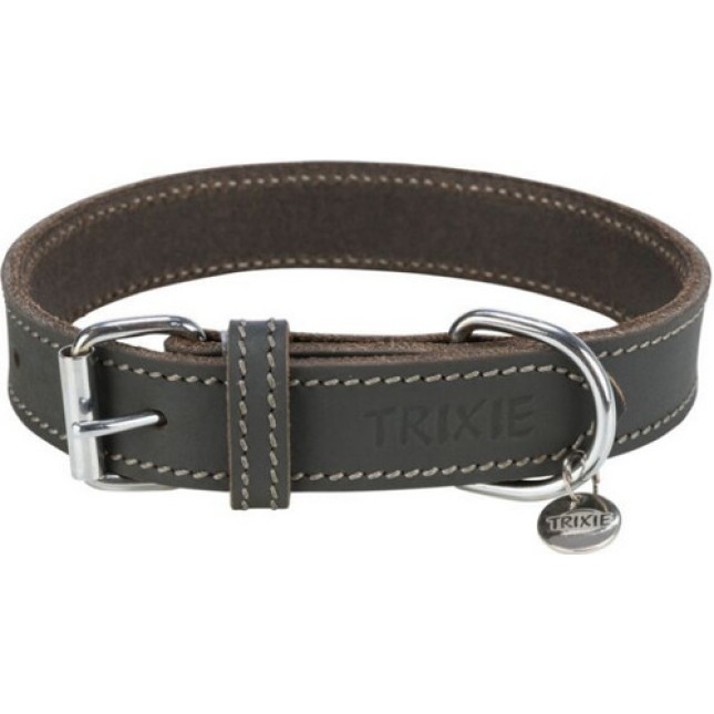 Trixie περιλαίμιο Rustic Fatleather με παχύ δέρμα M 37-44cm/25mm γκρι Trixie περιλαίμιο Rustic Fatleather με παχύ δέρμα M 37-44cm/25mm γκρι