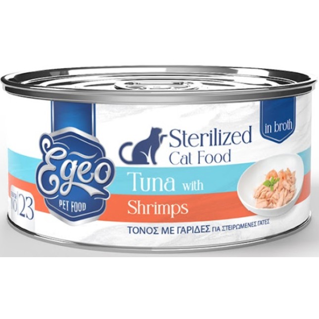 Egeo cat sterilised φιλέτο τόνου με γαρίδες σε ζωμό 70gr Egeo cat sterilised φιλέτο τόνου με γαρίδες σε ζωμό 70gr