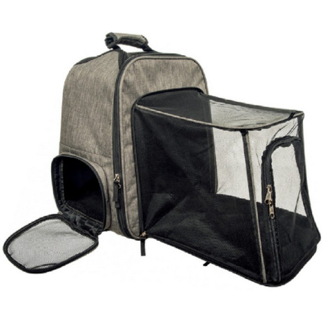 Fofos Τσάντα Μεταφοράς πλάτης με προέκταση Backpack ιδανική για γατούλες και μικρόσωμα σκυλιά Γκρί