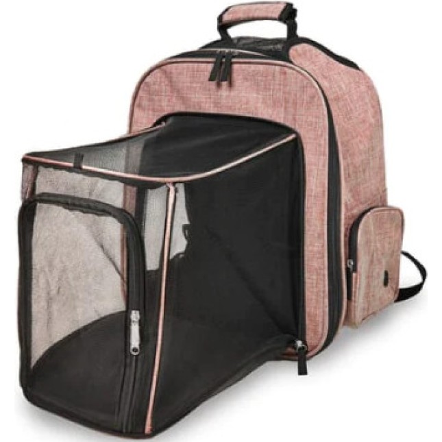 Fofos Τσάντα Μεταφοράς πλάτης με προέκταση Backpack ιδανική για γατούλες και μικρόσωμα σκυλιά ροζ