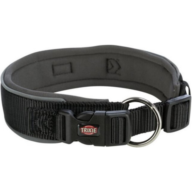Trixie περιλαίμιο premium πολύ φαρδύ XS-S 27-35cm/25mm μαύρο/γκρι Trixie περιλαίμιο premium πολύ φαρδύ XS-S 27-35cm/25mm μαύρο/γκρι