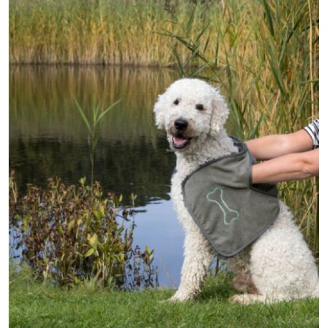 Trixie πετσέτα με τσέπες μικροϊνών ειδικά για γρήγορο στέγνωμα του σκύλου 78x32cm γκρι