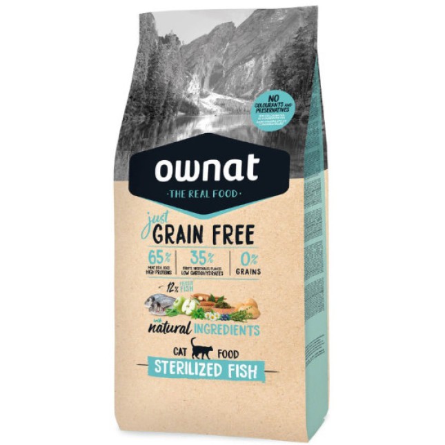 Ownat Grain Free για ενήλικες στειρωμένες γάτες με ψάρι για ιδανικό βάρος