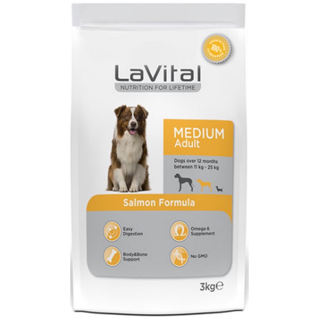 Effeffe LaVital τροφή για ενήλικα σκυλιά μεσαίων φυλών με σολομό 3Kg