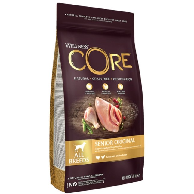 Wellness Core τροφή για υπερήλικους σκύλους χωρίς σιτηρά με γαλοπούλα και κοτόπουλο Wellness Core τροφή για υπερήλικους σκύλους χωρίς σιτηρά με γαλοπούλα και κοτόπουλο