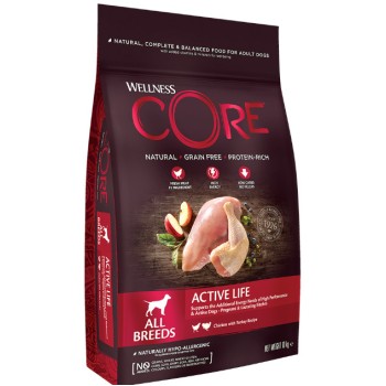 Wellness Core τροφή κατάλληλη για δραστήριους σκύλους με γαλοπούλα και κοτόπουλο 10kg Wellness Core τροφή κατάλληλη για δραστήριους σκύλους με γαλοπούλα και κοτόπουλο 10kg