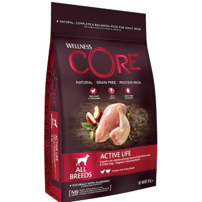 Wellness Core τροφή κατάλληλη για δραστήριους σκύλους με γαλοπούλα και κοτόπουλο 10kg Wellness Core τροφή κατάλληλη για δραστήριους σκύλους με γαλοπούλα και κοτόπουλο 10kg