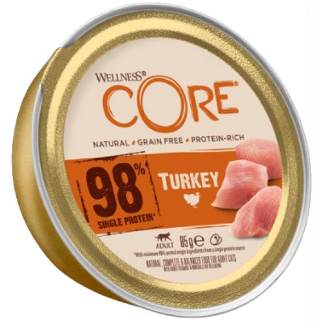 Wellness Core μονοπρωτεϊνική πλήρες τροφή γάτας με 98% γαλοπούλα 85gr Wellness Core μονοπρωτεϊνική πλήρες τροφή γάτας με 98% γαλοπούλα 85gr