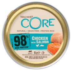 Wellness Core μονοπρωτεϊνική πλήρες τροφή γάτας με 98% κοτόπουλο και σολομό 85gr Wellness Core μονοπρωτεϊνική πλήρες τροφή γάτας με 98% κοτόπουλο και σολομό 85gr