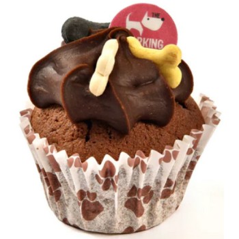 Barking Bakery Ατομικό cupcake βανίλια με επικάλυψη από χαρούπι Barking Bakery Ατομικό cupcake βανίλια με επικάλυψη από χαρούπι