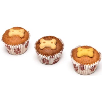 Barking Bakery 3 mini Woofins από παντεσπάνι βανίλιας και  ένα τραγανό ΅πισκότο σε σχή΅α κόκαλου