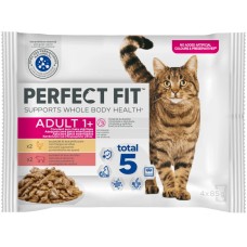 Perfect fit 4 φακελάκια (2 κοτόπουλο-2 μοσχάρι) για ενήλικες στειρωμένες γάτες 4x85 gr