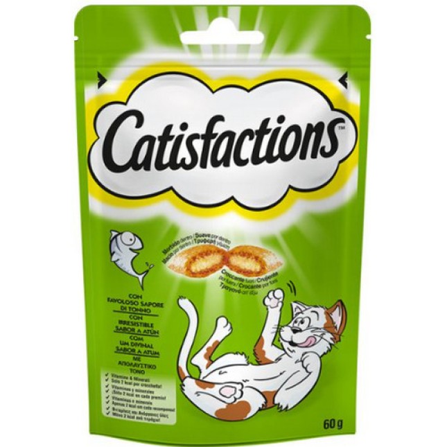 Waltham Catisfactions Τραγανές λιχουδιές εξωτερικά με μαλακή γέμιση με τόνο, για όλες τις γάτες 60g