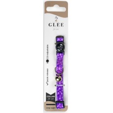 Glee Περιλαίμιο Ιμάντα με πλαστικό κούμπωμα & κουδουνάκι Purple Fishbone 10mmx30cm