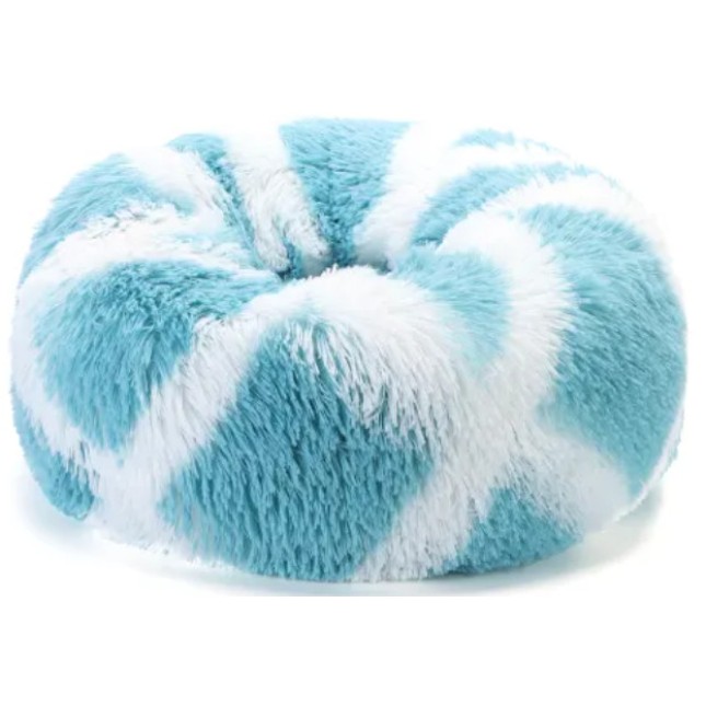 Nobleza Λευκό-μπλε κρεβάτι από συνθετική βελούδινη γούνα για σκύλο και γάτα