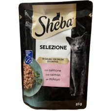 Sheba Πλήρης τροφή για ενήλικες γάτες με σολομό σε σάλτσα 85g