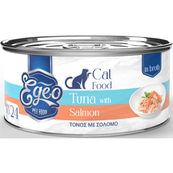 Egeo τροφή γάτας adult με ολόκληρο φιλέτο τόνου με σολομό σε ζωμό 70gr