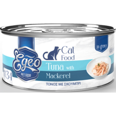 Egeo τροφή adult που θα λατρέψει η γάτα σας με φιλέτο τόνου με σκουμπρί σε σάλτσα 70gr