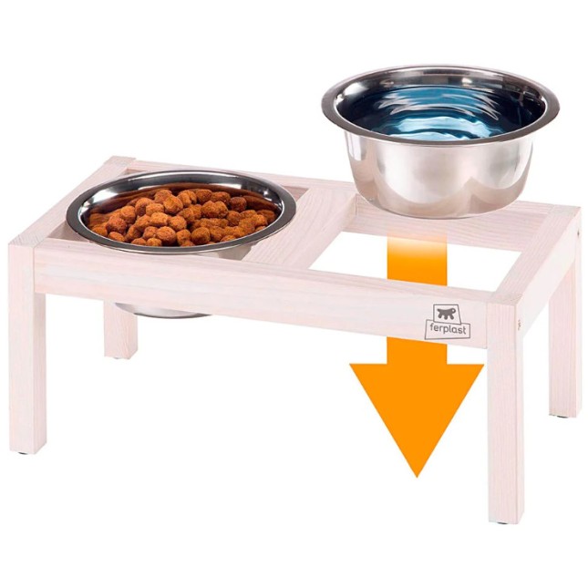 Ferplast Ξύλινη βάση με ατσάλινα μπολ 36 x 18,2 x 16 cm - 1,7 L