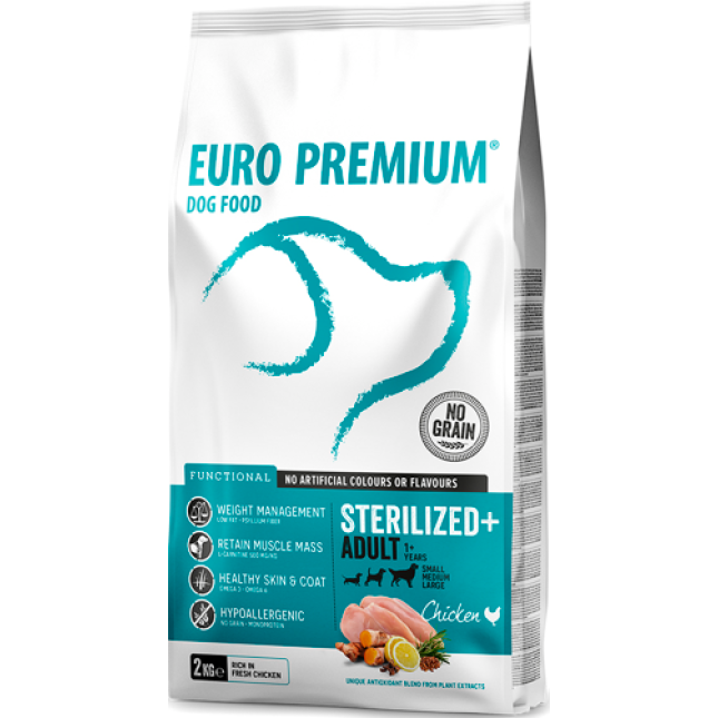 EuroPremium για ενήλικες στειρώμενους σκύλους + 2kg EuroPremium για ενήλικες στειρώμενους σκύλους + 2kg