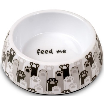 Glee Μπολ Μελαμίνης Λευκό Γκρι Paws L 900ml