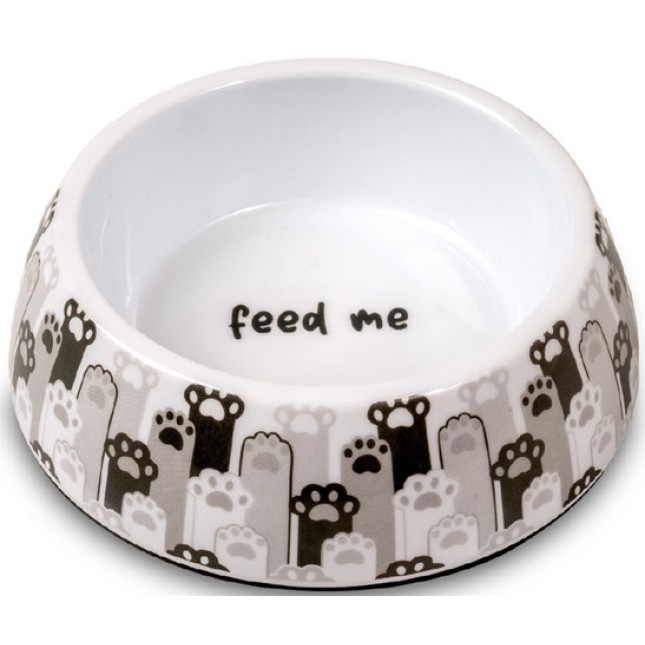 Glee Μπολ Μελαμίνης Λευκό Γκρι Paws L 900ml