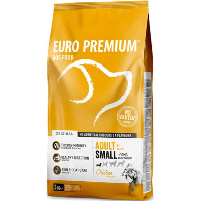 EuroPremium για μικρό ενήλικα σκύλο με κοτόπουλο & ρύζι 3kg