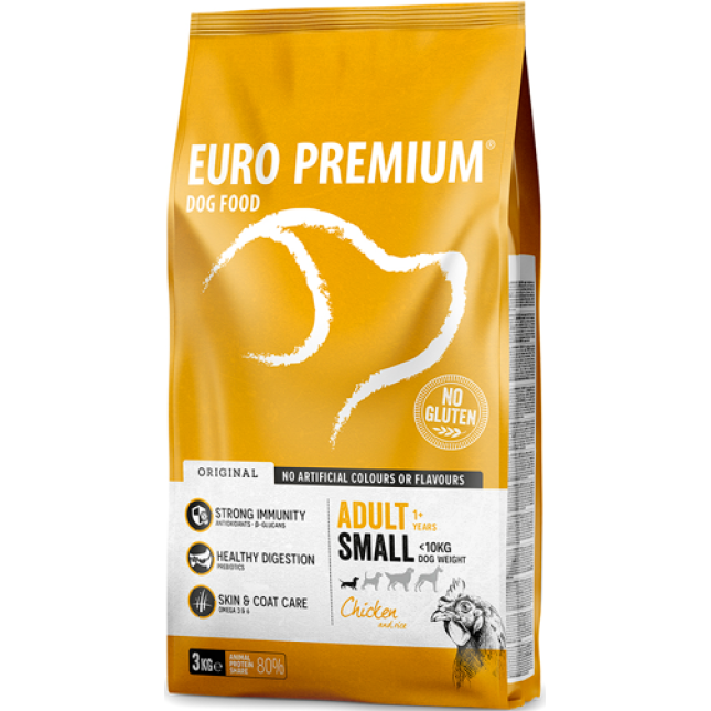 EuroPremium για μικρό ενήλικα σκύλο με κοτόπουλο & ρύζι 3kg EuroPremium για μικρό ενήλικα σκύλο με κοτόπουλο & ρύζι 3kg