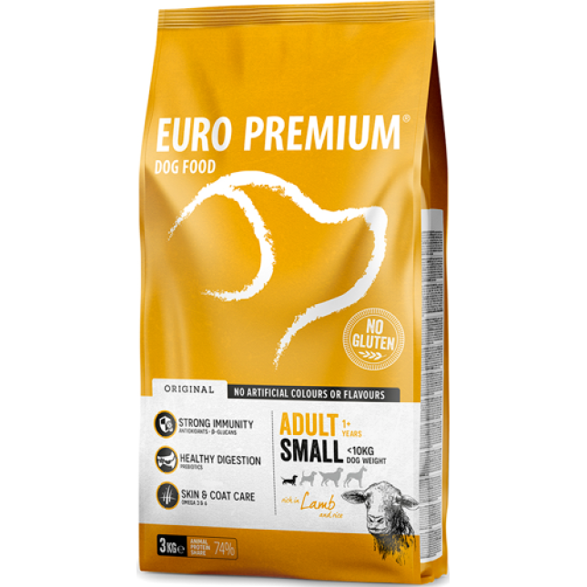 EuroPremium για μικρό ενήλικα σκύλο με αρνί & ρύζι 3kg