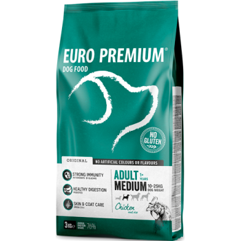 EuroPremium για μεσαίο ενήλικα σκύλο με κοτόπουλο & ρύζι 3kg EuroPremium για μεσαίο ενήλικα σκύλο με κοτόπουλο & ρύζι 3kg