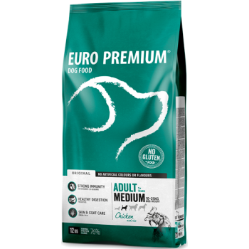 EuroPremium για μεσαίο ενήλικα σκύλο με κοτόπουλο & ρύζι 12kg EuroPremium για μεσαίο ενήλικα σκύλο με κοτόπουλο & ρύζι 12kg