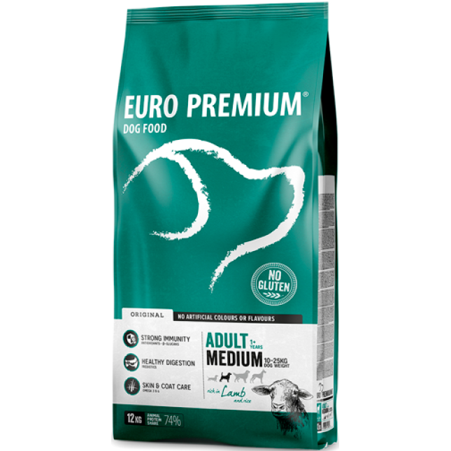 EuroPremium για μεσαίο ενήλικο σκύλο με κοτόπουλο & ρύζι 12kg EuroPremium για μεσαίο ενήλικο σκύλο με κοτόπουλο & ρύζι 12kg