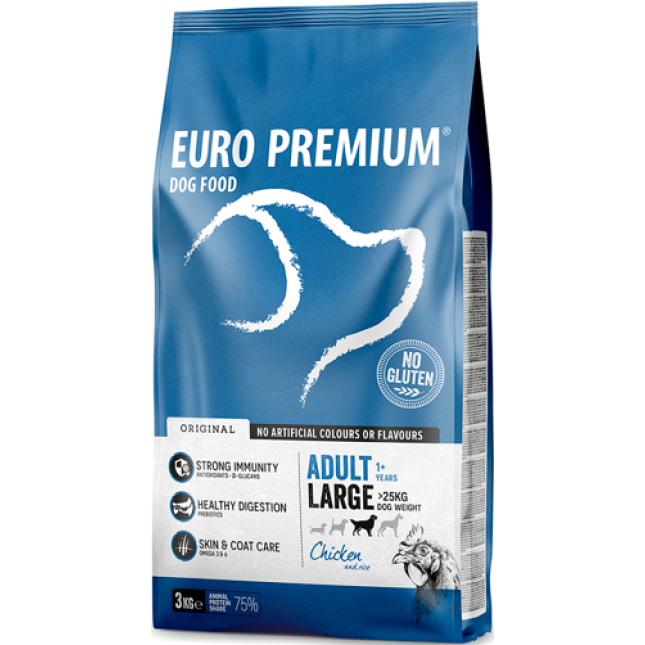 EuroPremium για μεγάλο ενήλικα σκύλο με κοτόπουλο & ρύζι 3kg