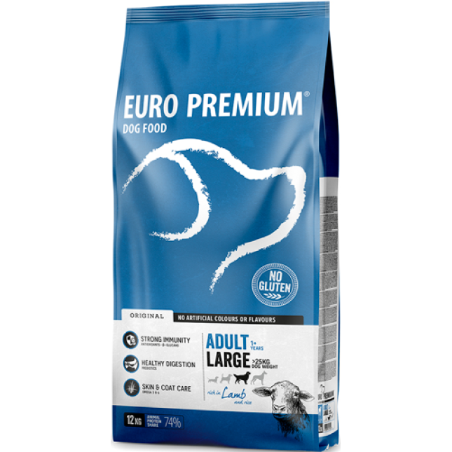 EuroPremium για ενήλικες σκύλους μεγαλόσωμων φυλών με αρνί & ρύζι 12kg