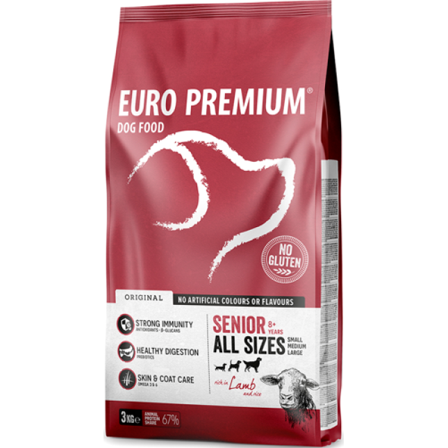 EuroPremium για ηλικιωμένους σκύλους όλων των φυλών με αρνί & ρύζι 3kg EuroPremium για ηλικιωμένους σκύλους όλων των φυλών με αρνί & ρύζι 3kg